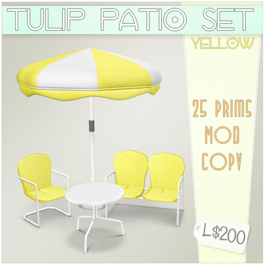 Second Life Marketplace /artilleri/ Tulip patio set *yellow*